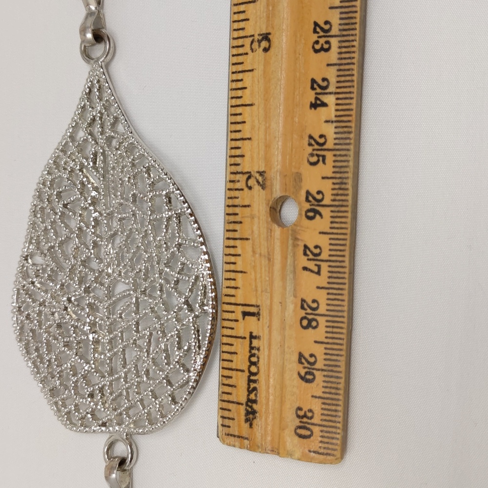 Women's Silver Tone Leaf Chain Belt - Picture 4 of 10